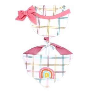 Vibrant Life XXS XS S M Dog Bandana Visor Hat Rainbow Window Pane Colorful New